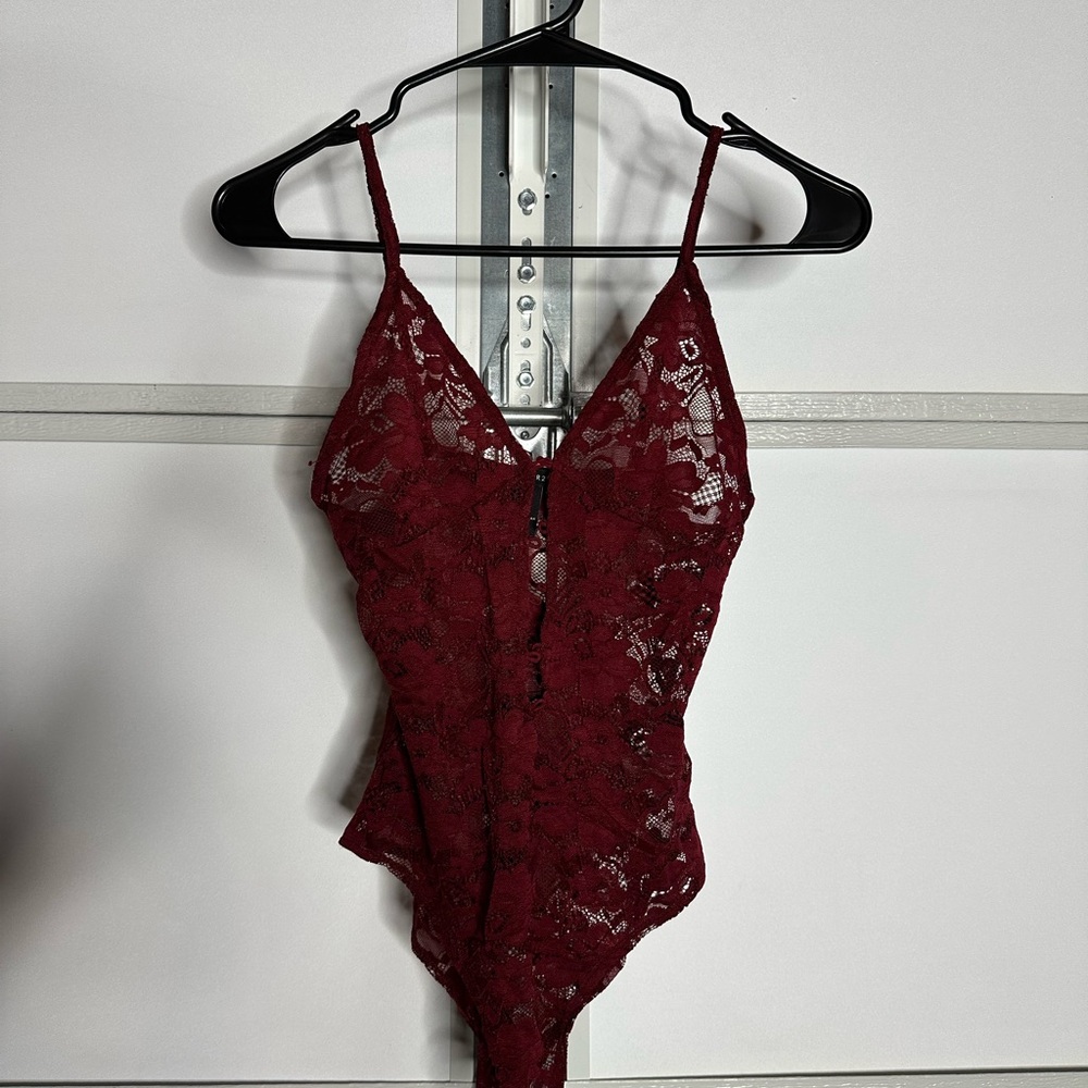 Forever 21 Burgundy Lace Bodysuit